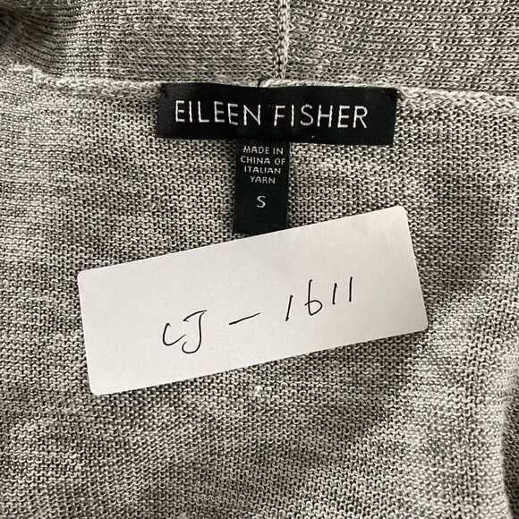 Eileen Fisher Open Front Cardigan Sweater‎ Small Gray Linen Blend CJ-1611 - Picture 2 of 8
